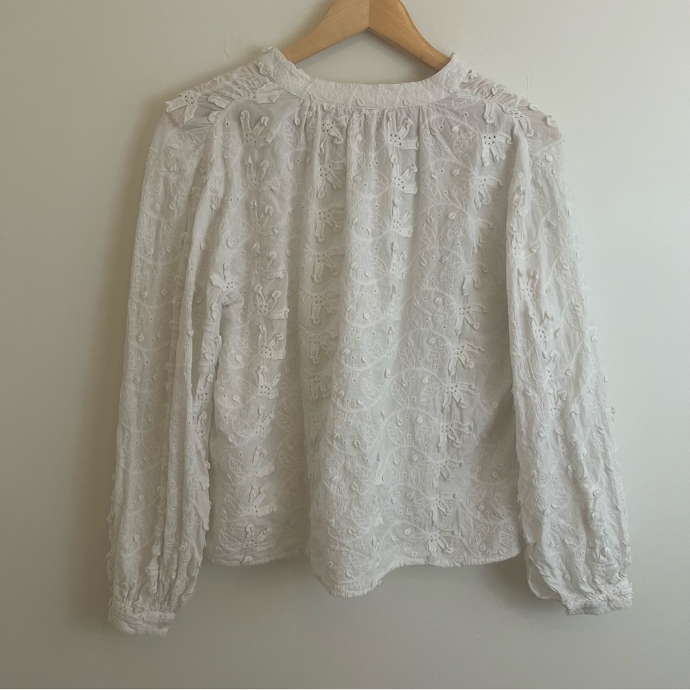 Anthropologie Seen Worn Kept Women's 6 White Peasant Top Cottagecore Prairiecore - Picture 8 of 11